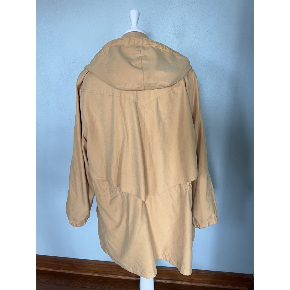 Vtg 80's Gallery‎ Butter Yellow M Coat Cinch Waist Shoulder Pads Hooded Tassles - Picture 5 of 9